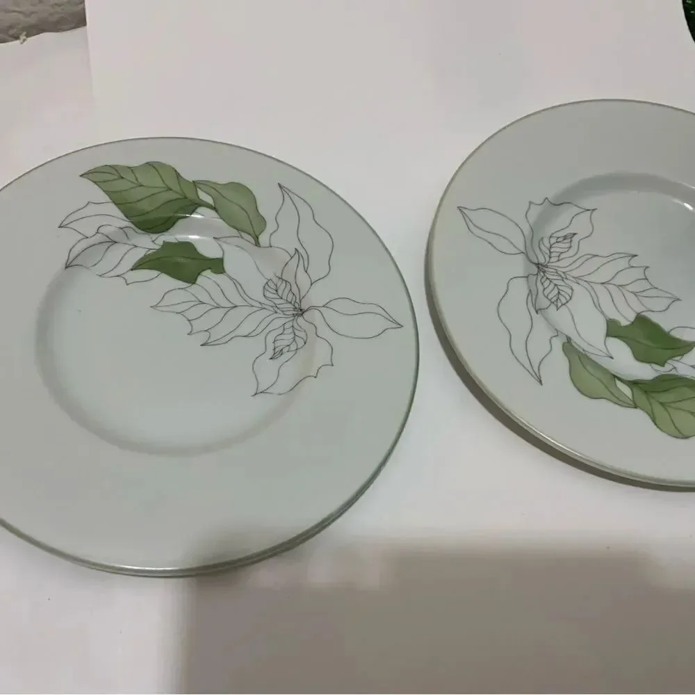2 Block Spal 6” BREAD & BUTTER Plate Poinsettia Christmas Mary Lou Goertzen